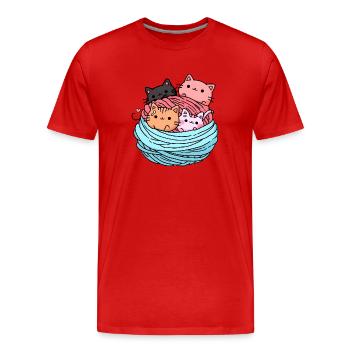 Kawaii cats play with yarn ball - Men's Premium Organic T-Shirt - red - Front - Damien (186cm)