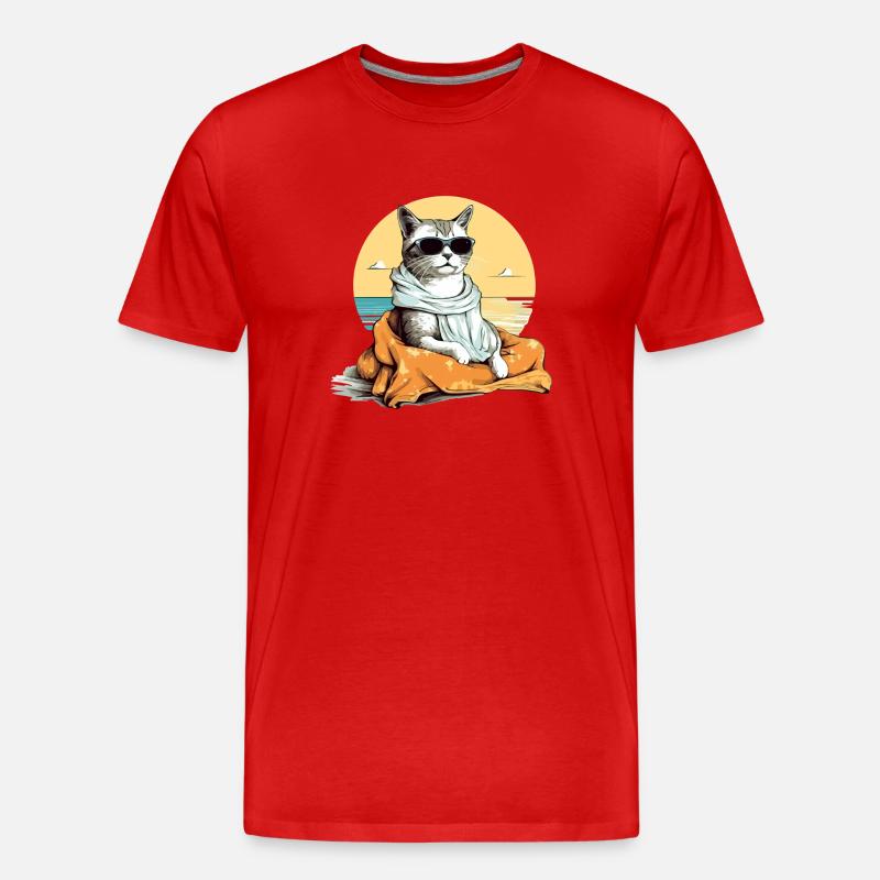 Jouk die Pascha-Katze - Männer Premium Bio T-Shirt - Rot