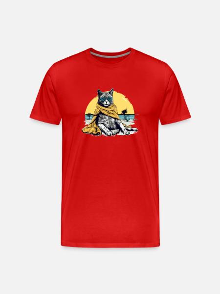 Koki, die Pascha-Katze - Männer Premium Bio T-Shirt - Rot