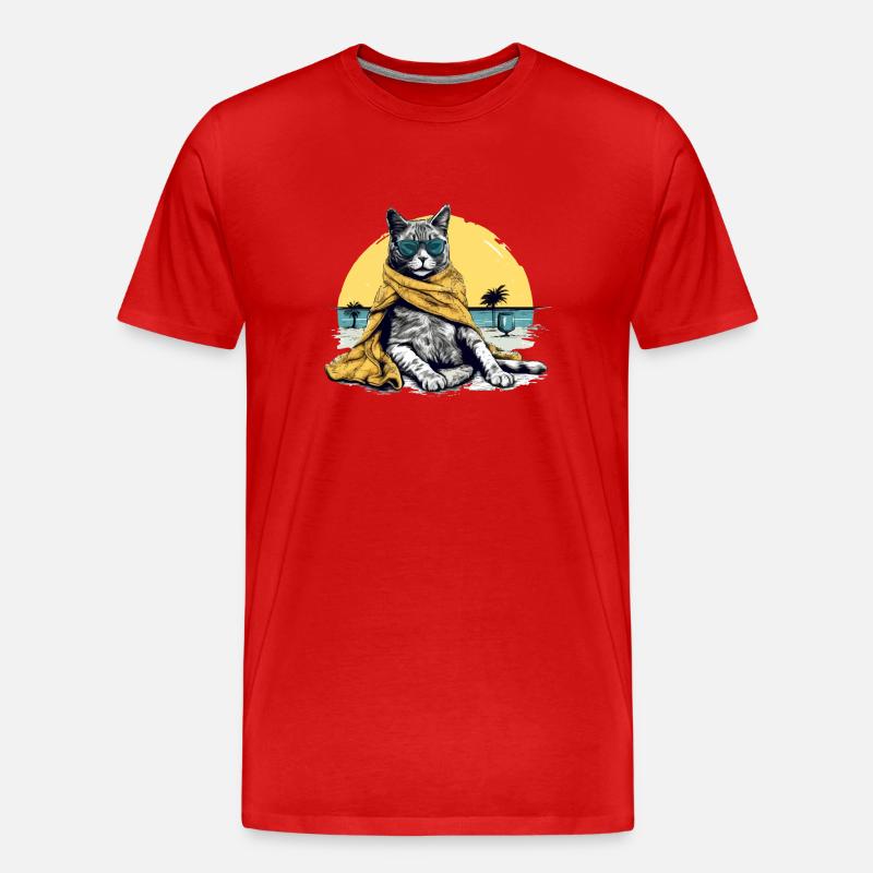 Koki, die Pascha-Katze - Männer Premium Bio T-Shirt - Rot