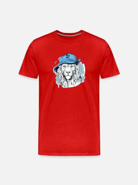 Vikou the Blue Lion - Men's Premium Organic T-Shirt - red