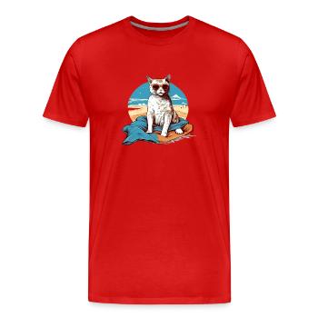 Liko die Pascha-Katze - Männer Premium Bio T-Shirt - Rot - Vorne - Damien (186cm)