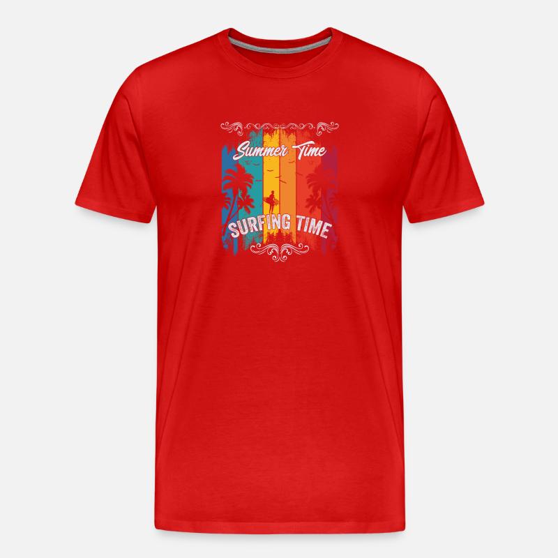 Summer Time Surfing Time - Männer Premium Bio T-Shirt - Rot