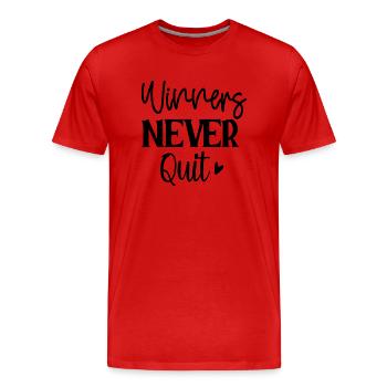 Winners Never Quit - Männer Premium Bio T-Shirt - Rot - Vorne - Damien (186cm)