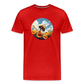 Floraison de bourdons - T-shirt bio Premium Homme - rouge - Devant - Damien (186cm)