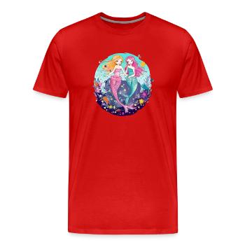 Miki und Mina, die Meerjungfrauen - Männer Premium Bio T-Shirt - Rot - Vorne - Damien (186cm)