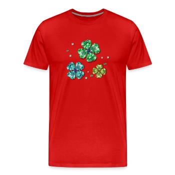 Kleeblätter - Männer Premium Bio T-Shirt - Rot - Vorne - Damien (186cm)