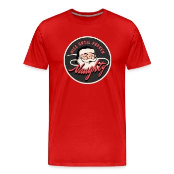 Vintage Santa Nice Until Proven Naughty - Men's Premium Organic T-Shirt - red - Front - Damien (186cm)