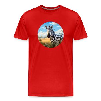 Zebra in Savannah - Men's Premium Organic T-Shirt - red - Front - Damien (186cm)