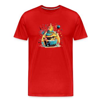 Geburtstagskuchen - Männer Premium Bio T-Shirt - Rot - Vorne - Damien (186cm)