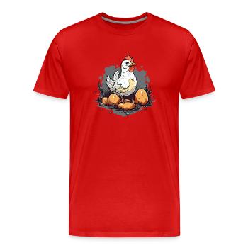 Joo die Henne - Männer Premium Bio T-Shirt - Rot - Vorne - Damien (186cm)