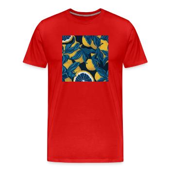 Zitrone - Männer Premium Bio T-Shirt - Rot - Vorne - Damien (186cm)