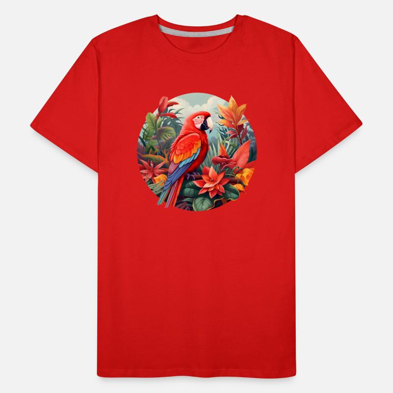 Hellroter Ara Männer Premium Bio T-Shirt