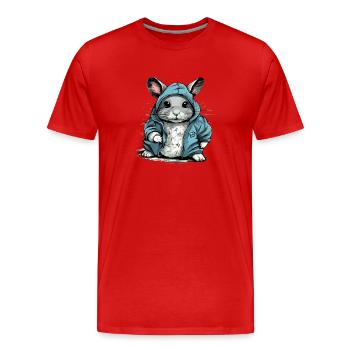 Bibi le chinchilla - T-shirt bio Premium Homme - rouge - Devant - Damien (186cm)
