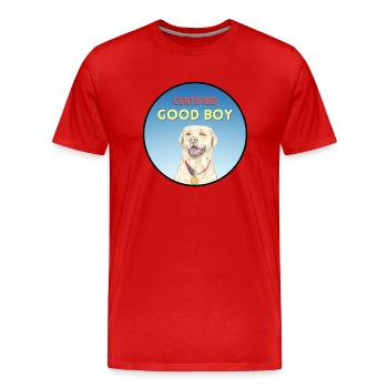 Zertifizierter Good Boy Belohnung Goldie - Männer Premium Bio T-Shirt - Rot - Vorne - Damien (186cm)