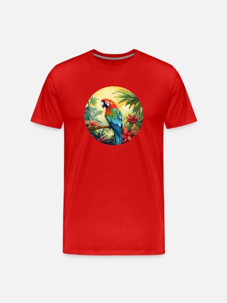 Cuban Red Macaw - Men's Premium Organic T-Shirt - red