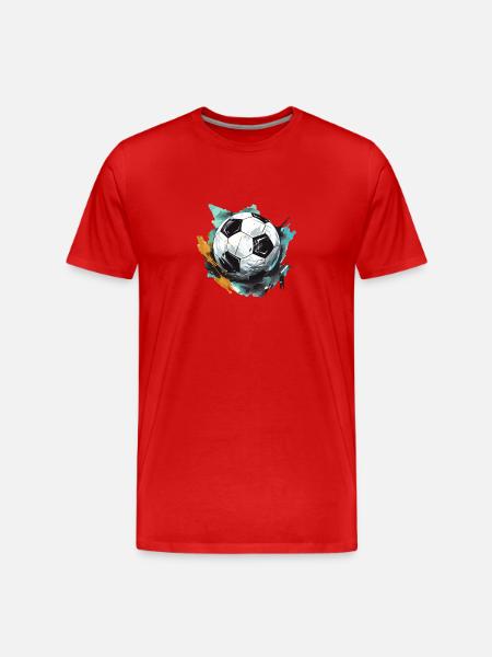 Fußball Ball - Männer Premium Bio T-Shirt - Rot
