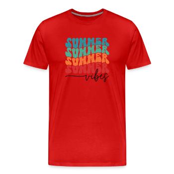 Ambiance estivale soleil d’été plage vacances palmier de mer - T-shirt bio Premium Homme - rouge - Devant - Damien (186cm)