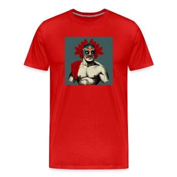 Lucha Libre - Mexkanischer Wrestler mit Rosen - Männer Premium Bio T-Shirt - Rot - Vorne - Damien (186cm)