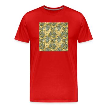 Feuilles sans couture Motif Feuille Feuillage Nature Print - T-shirt bio Premium Homme - rouge - Devant - Damien (186cm)