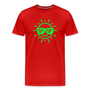 Sunglasses Happy Face Sun Neon Green - Men's Premium Organic T-Shirt - red - Front - Damien (186cm)