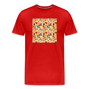 Abstract Seamless Pattern Shapes Lines Modern Art - Men's Premium Organic T-Shirt - red - Front - Damien (186cm)