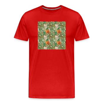 Fleurs sans couture Motif Floral Happy Blossom Art - T-shirt bio Premium Homme - rouge - Devant - Damien (186cm)