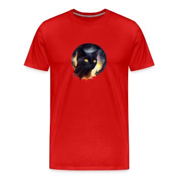 Chat noir - T-shirt bio Premium Homme - rouge - Devant - Damien (186cm)