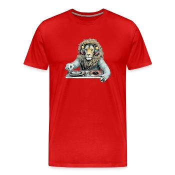 Diko the Lion Deejay - Men's Premium Organic T-Shirt - red - Front - Damien (186cm)