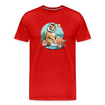 Koli le tigre reelax - T-shirt bio Premium Homme - rouge - Devant - Damien (186cm)