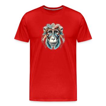 Kiju the mandrill - Men's Premium Organic T-Shirt - red - Front - Damien (186cm)