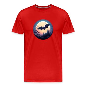 Fledermaus Vollmond - Männer Premium Bio T-Shirt - Rot - Vorne - Damien (186cm)