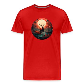 Mystical Deer - Men's Premium Organic T-Shirt - red - Front - Damien (186cm)