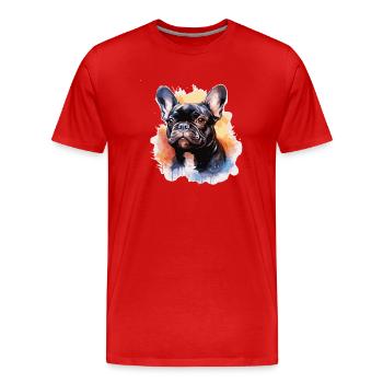French Bulldog - Men's Premium Organic T-Shirt - red - Front - Damien (186cm)