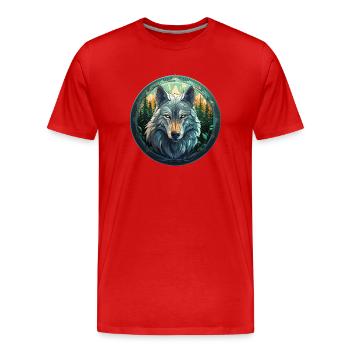 Wolf Emblem - Men's Premium Organic T-Shirt - red - Front - Damien (186cm)