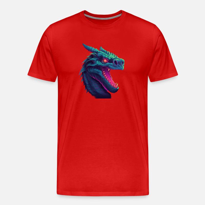 Dragonwave Ein Synthwave-Drachenabenteuer - Männer Premium Bio T-Shirt - Rot