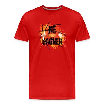 Né pour gagner - T-shirt bio Premium Homme - rouge - Devant - Damien (186cm)