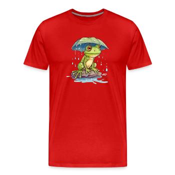 Fresh finds shelter under an umbrella - Men's Premium Organic T-Shirt - red - Front - Damien (186cm)