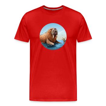 Walrus - Men's Premium Organic T-Shirt - red - Front - Damien (186cm)