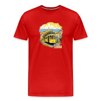 Lissabon - Lisboa - Männer Premium Bio T-Shirt - Rot - Vorne - Damien (186cm)