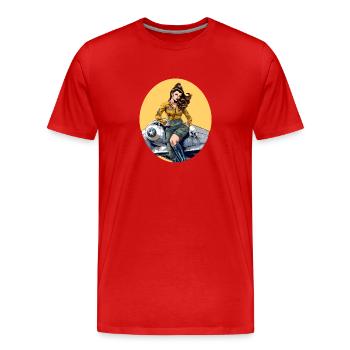 Pinup Maelle pilote - T-shirt bio Premium Homme - rouge - Devant - Damien (186cm)