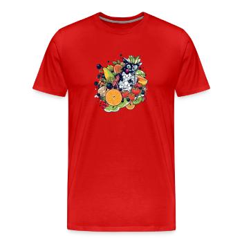 Chouette dans les fruits - T-shirt bio Premium Homme - rouge - Devant - Damien (186cm)