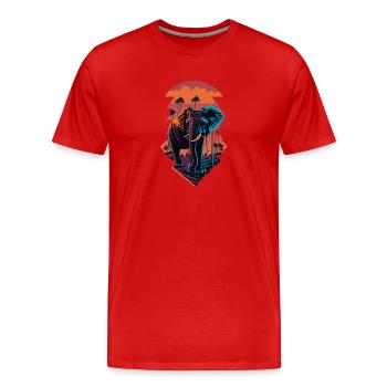Eléphant, rue à Miami, couleurs vives, - T-shirt bio Premium Homme - rouge - Devant - Damien (186cm)