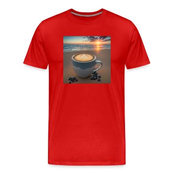 Amazing cup of coffee, unusual design - Men's Premium Organic T-Shirt - red - Front - Damien (186cm)