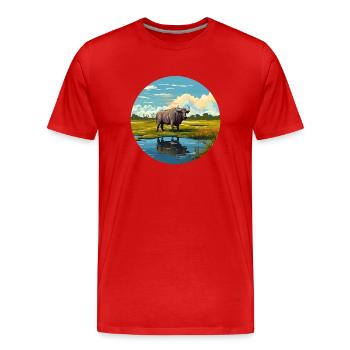 Buffle d'Asie - T-shirt bio Premium Homme - rouge - Devant - Damien (186cm)
