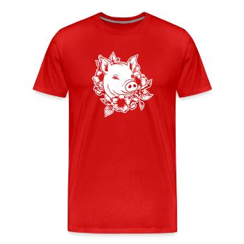 Pig Piggy Sow - Men's Premium Organic T-Shirt - red - Front - Damien (186cm)