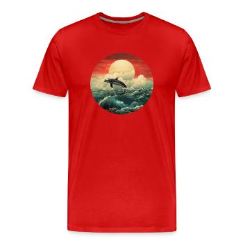 Orca at sunset - Men's Premium Organic T-Shirt - red - Front - Damien (186cm)