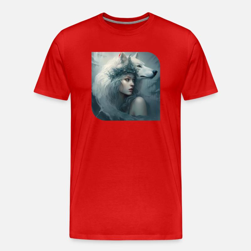 Sie Wolf Tochter - Männer Premium Bio T-Shirt - Rot