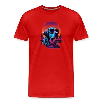 Labrador wears sunglasses - Men's Premium Organic T-Shirt - red - Front - Damien (186cm)