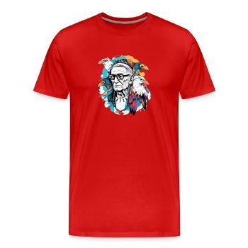 Papy siou aigle - T-shirt bio Premium Homme - rouge - Devant - Damien (186cm)